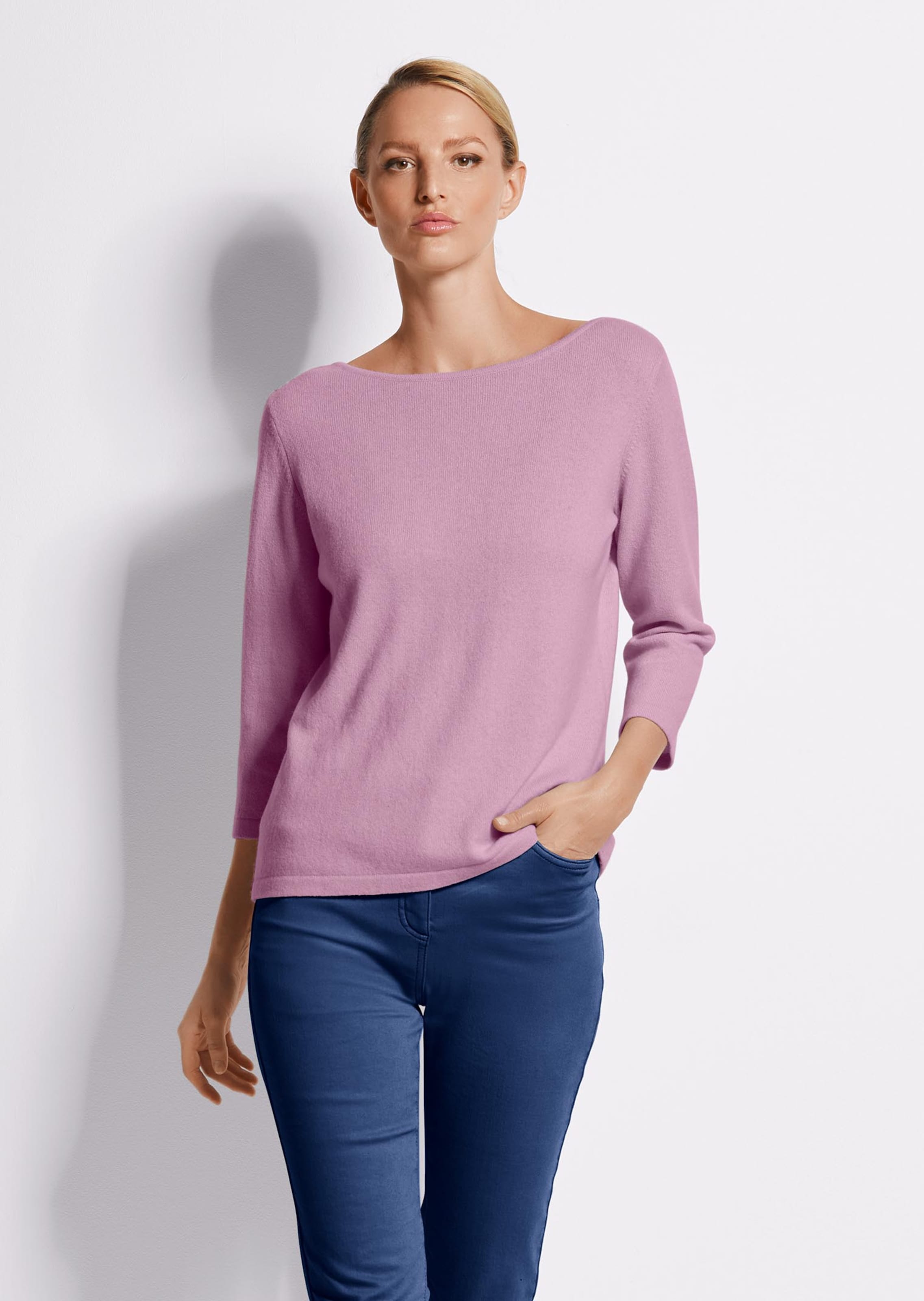 Kaschmirpullover mit U-Boot-Ausschnitt