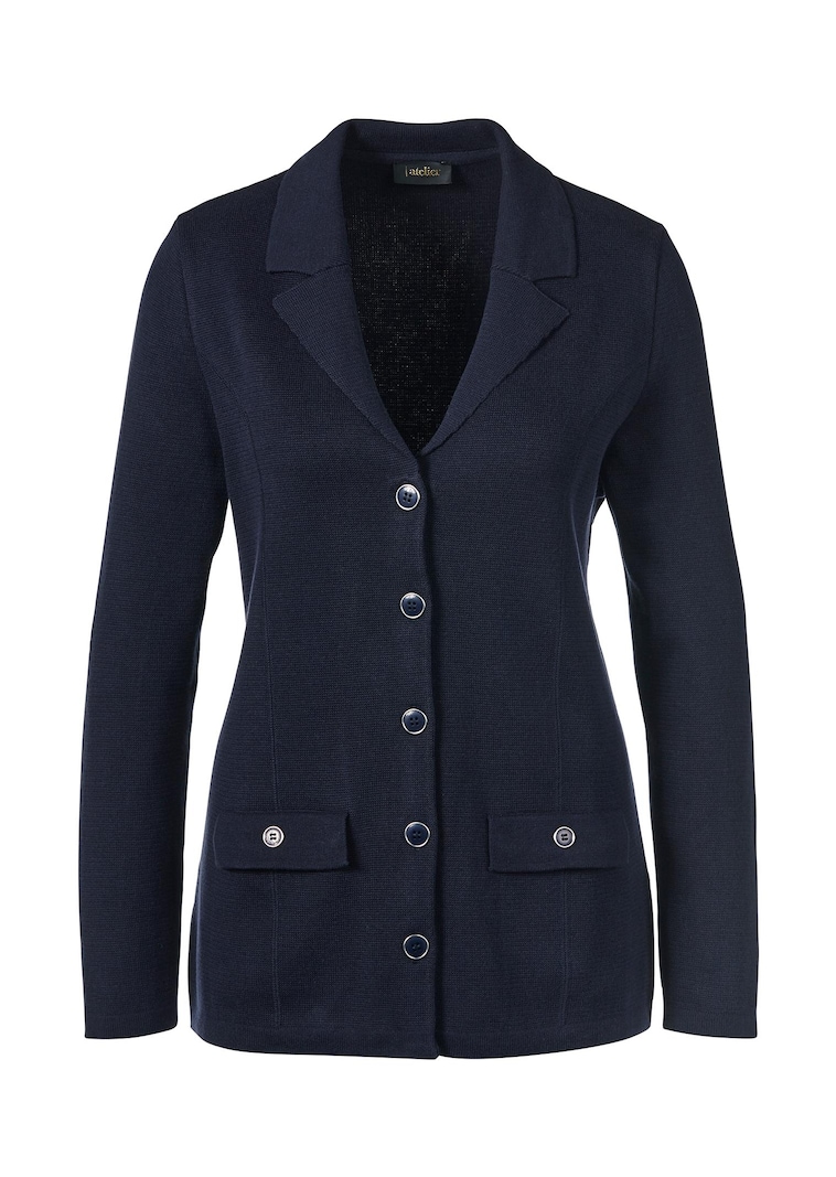Blazer en tricot indéformable orné de jolis boutons et de poches