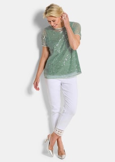 Paillettenbluse mit Top aus Viskose-Satin thumbnail 2