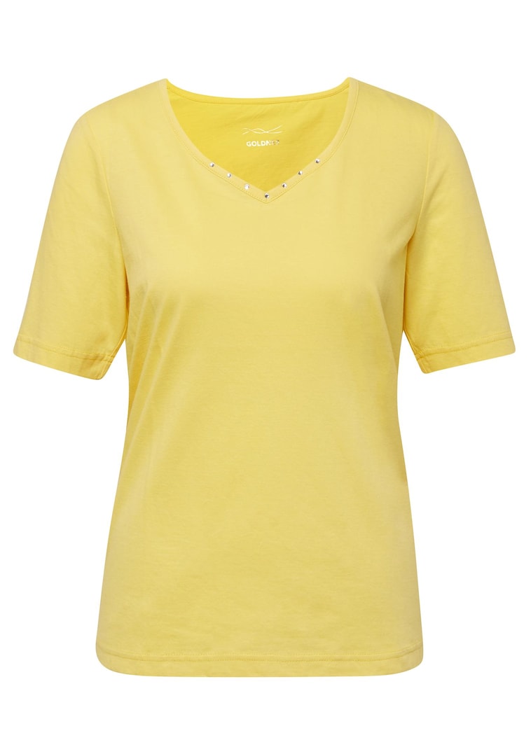 T-shirt avec charmante encolure et pierres décoratives