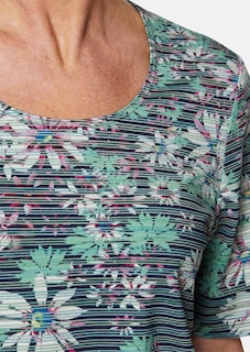 Bequemes Druckshirt in Blumen-Ringeloptik thumbnail 5
