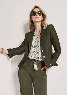 Nadelstreifen-Blazer mit goldfarbenen Wappenknöpfen thumbnail 5