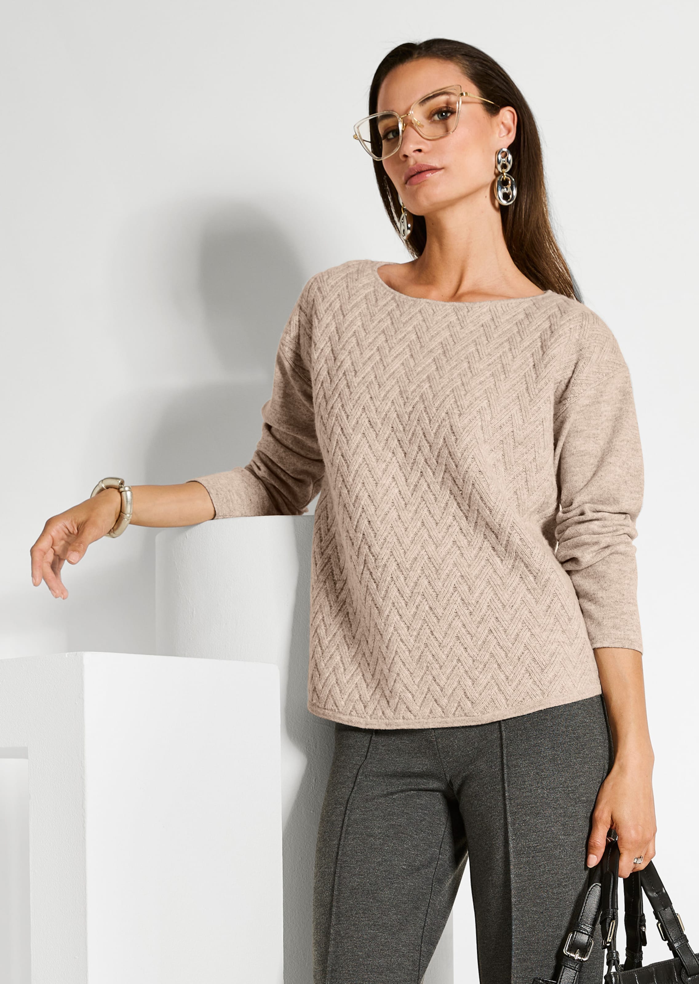 Rundhals-Pullover mit Jacquard-Muster