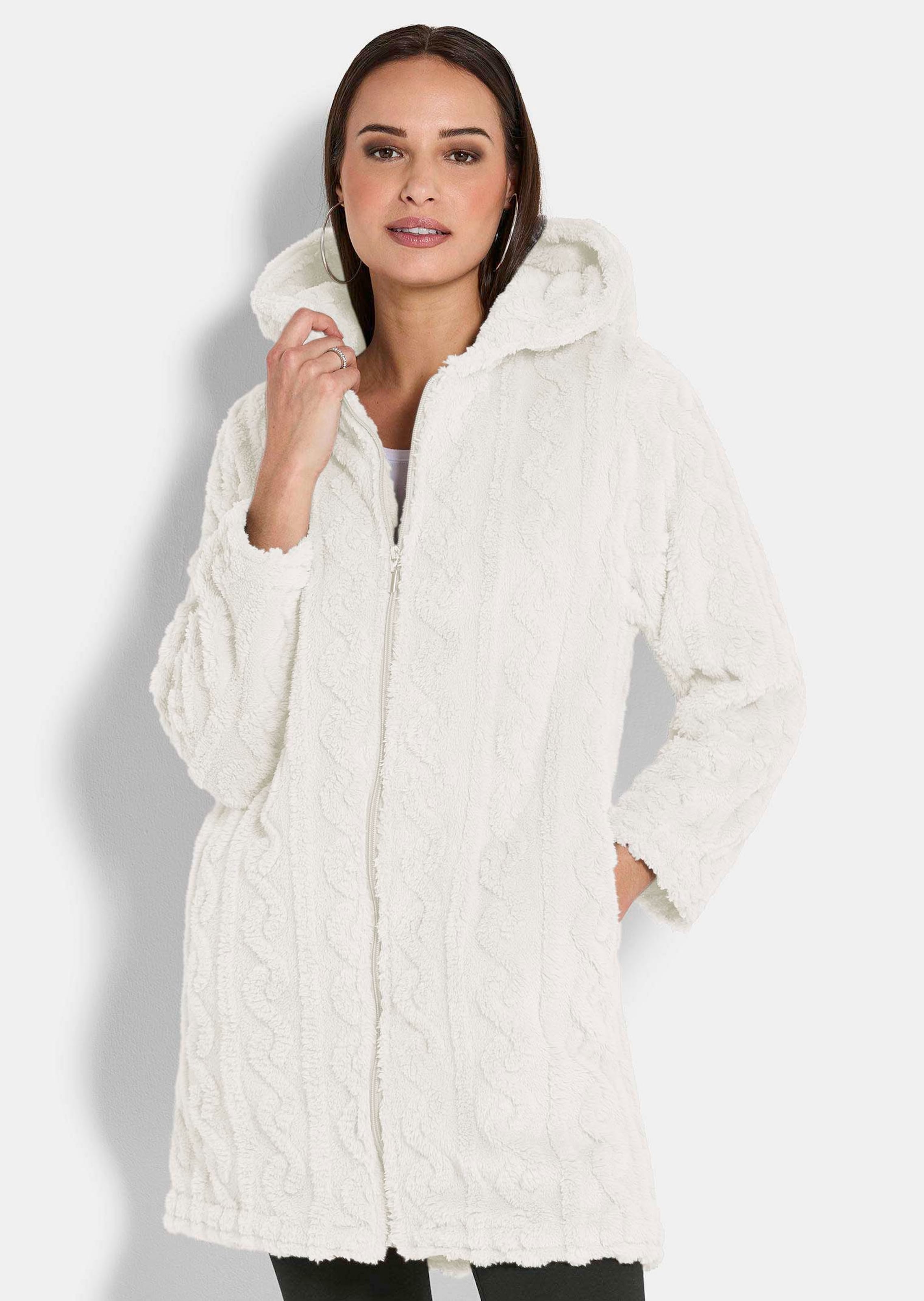 Legere Fleecejacke mit Kapuze