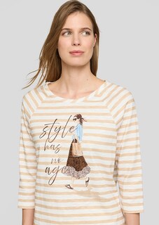 Gestreept shirt van katoen met motiefprint thumbnail 4