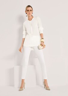 Lange Seidenbluse in kragenloser Form thumbnail 5