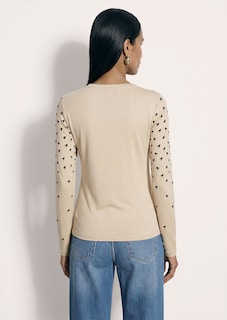 Langarmshirt mit Strass und Hahnentrittmuster thumbnail 4