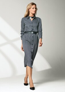 Hemdblusenkleid in bedruckter Satin-Qualität thumbnail 1