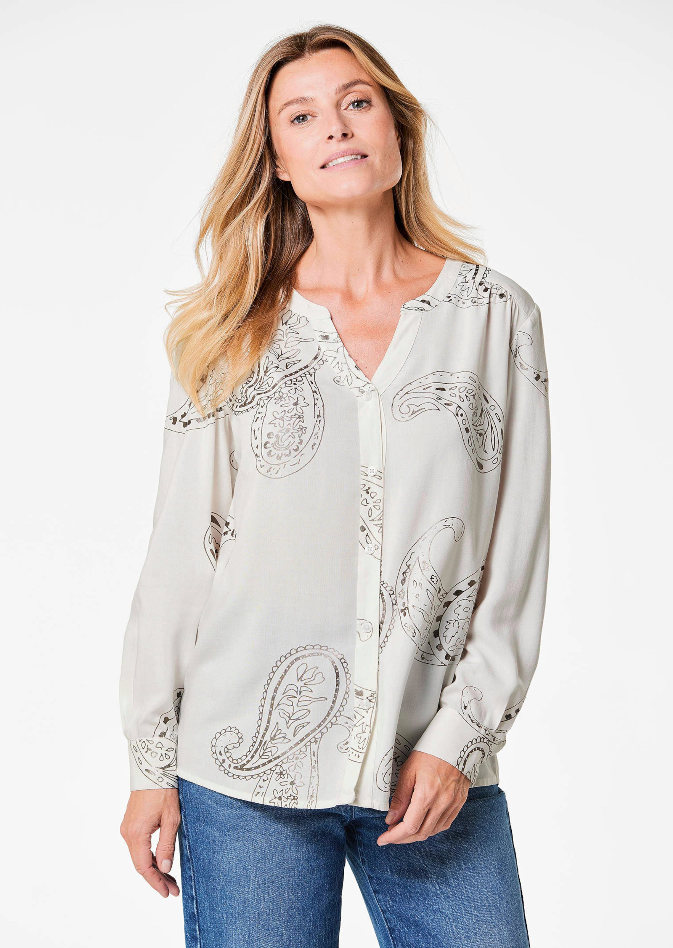 Bluse mit schimmerndem Paisley Muster