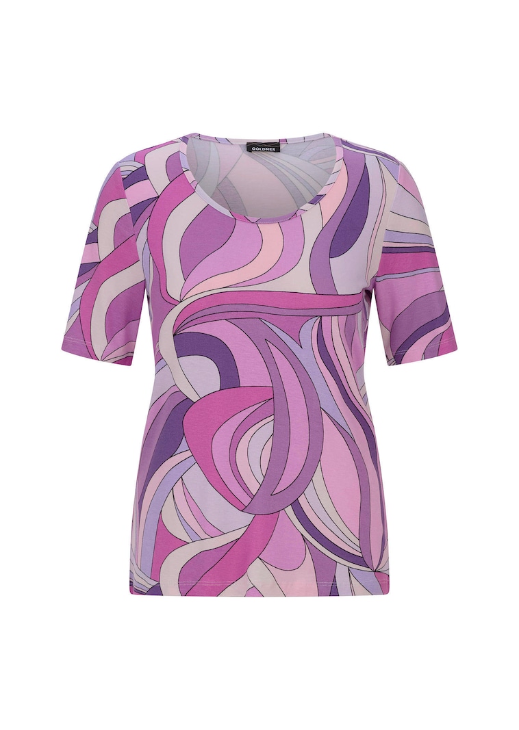 Shirt van viscose met een artistieke all-over print