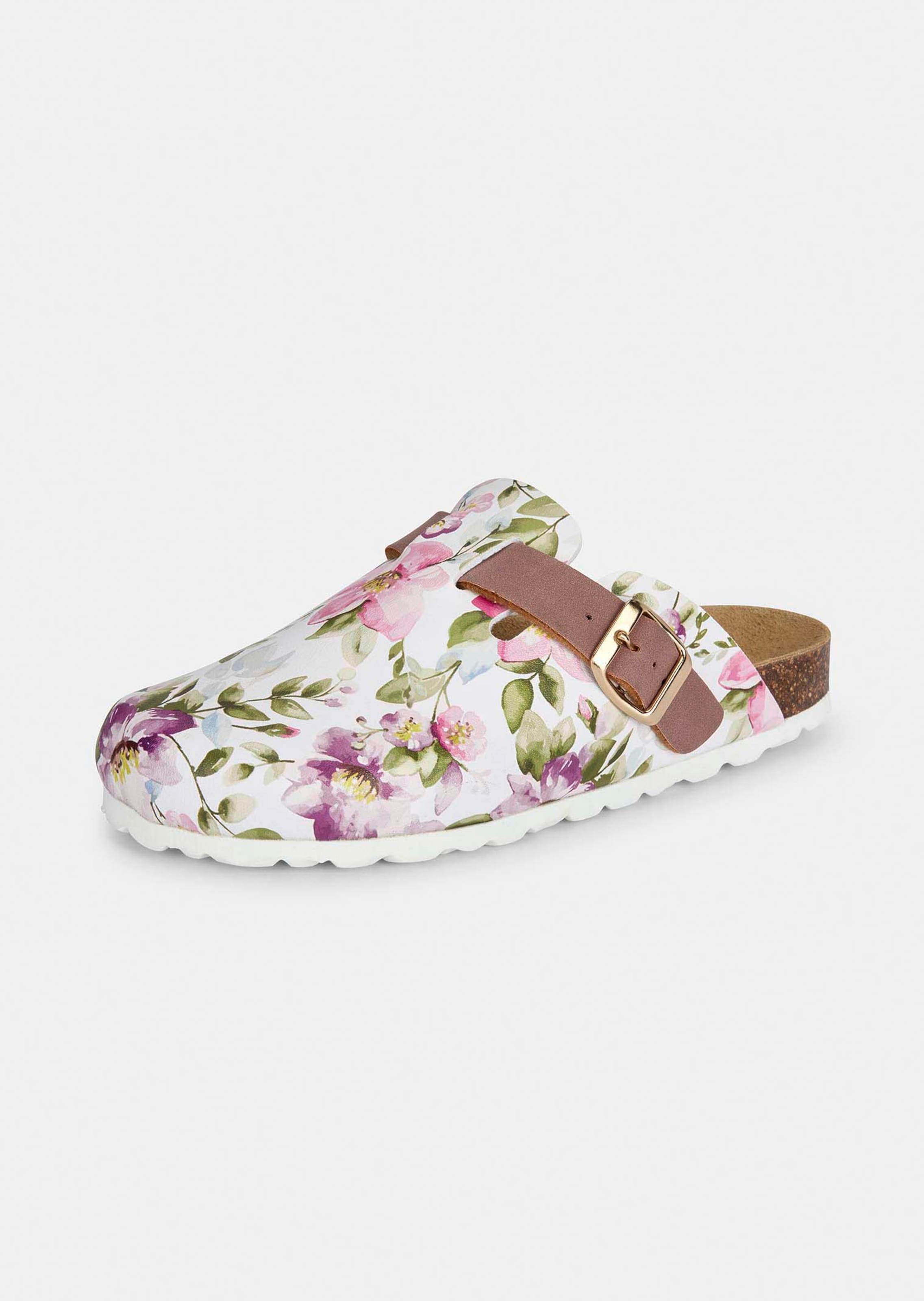 Sabots en cuir à motif floral