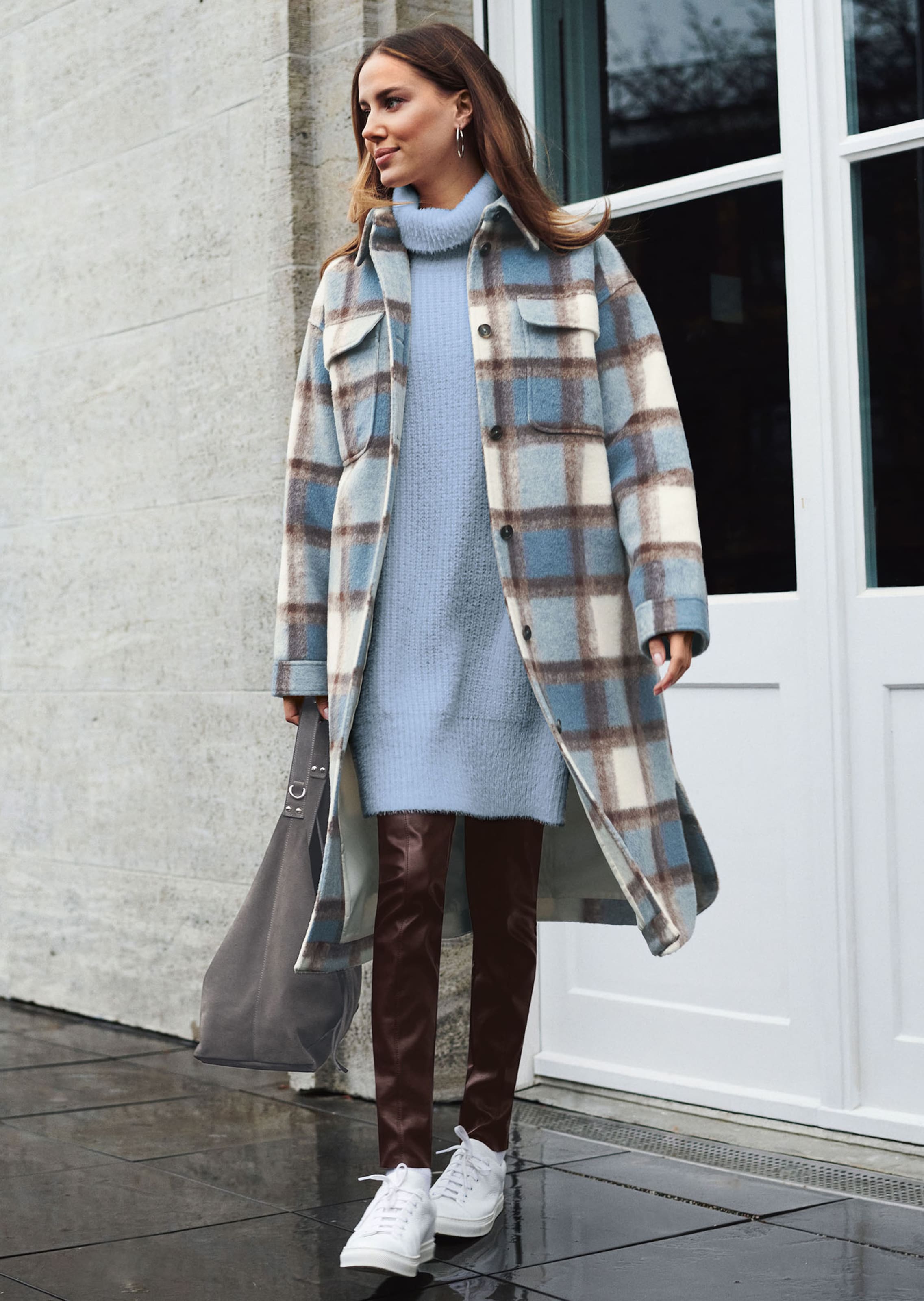 Karo-Jacke in lässiger Oversized-Form