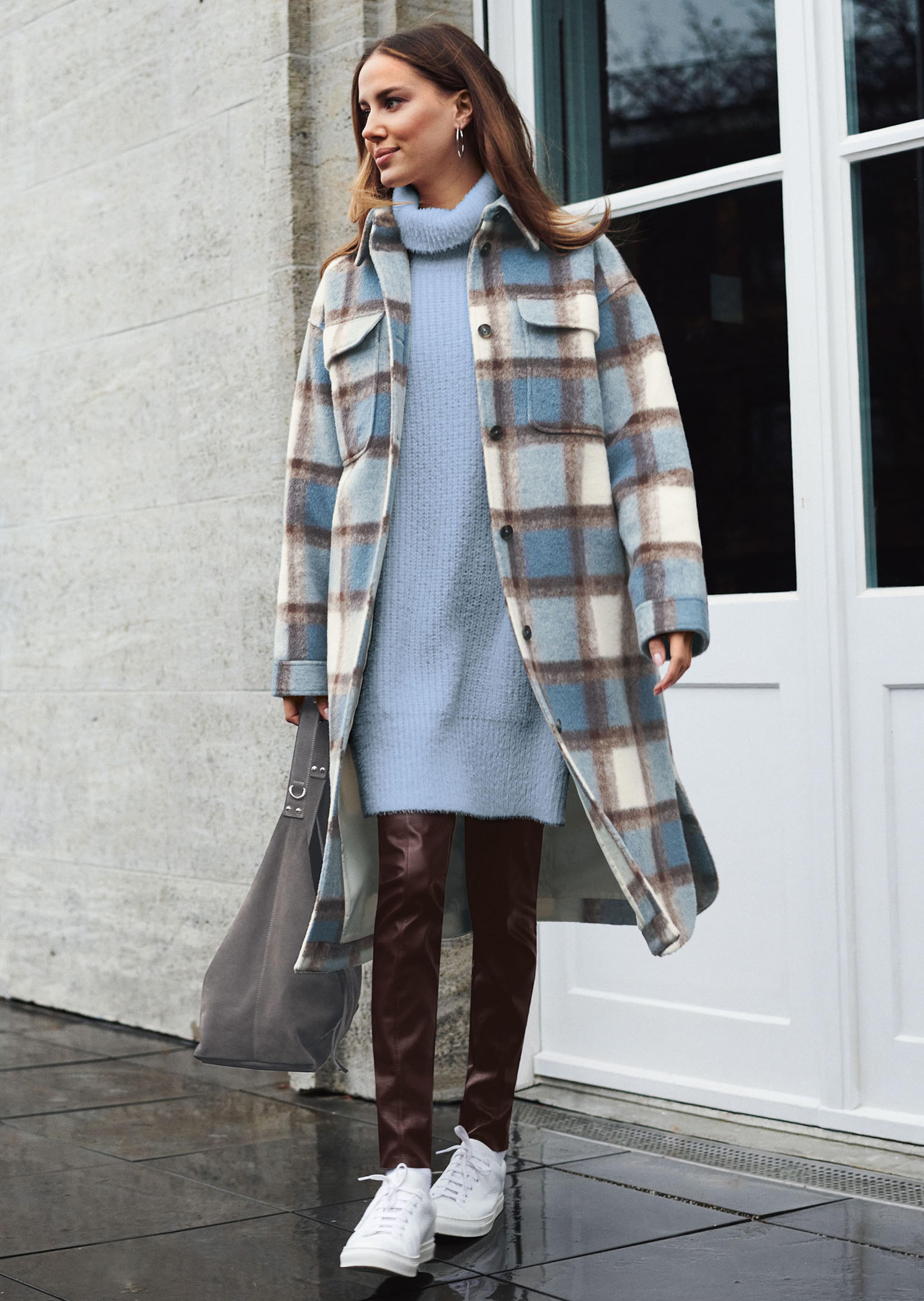 Karo-Jacke in lässiger Oversized-Form