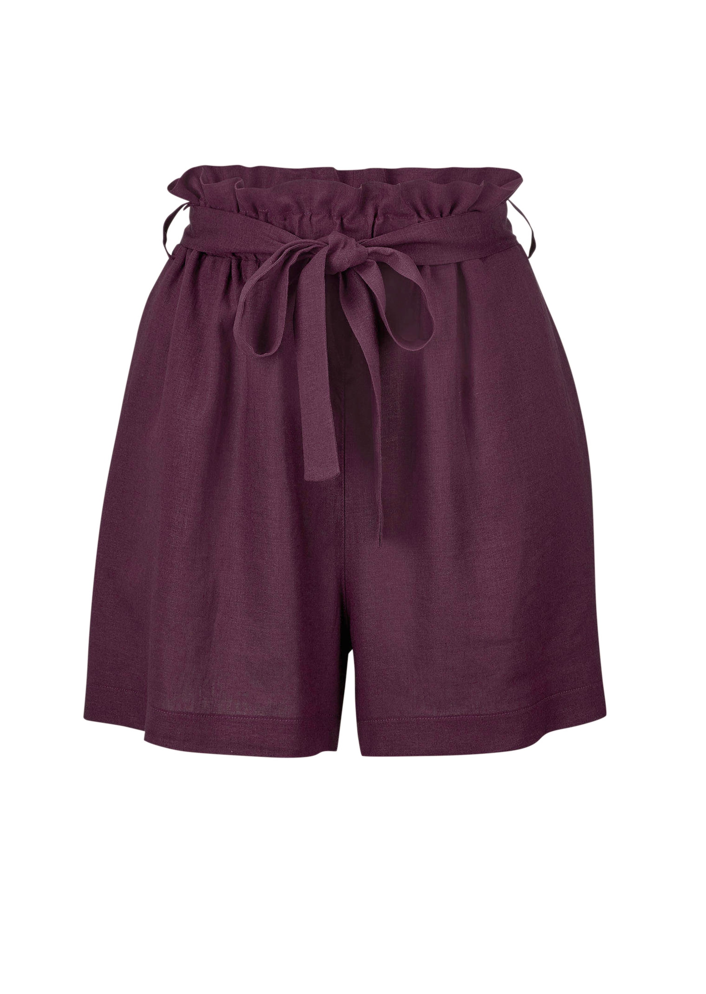 Leinen-Shorts mit Bindegürtel