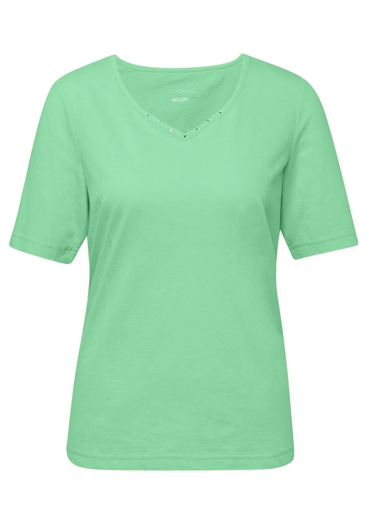 T-shirt avec charmante encolure et pierres décoratives