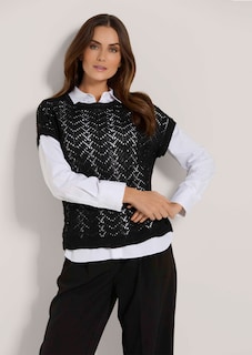 Ärmelloser Pullover mit Ajour-Muster thumbnail 2