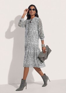 Romantic midi dress with round neck thumbnail 5