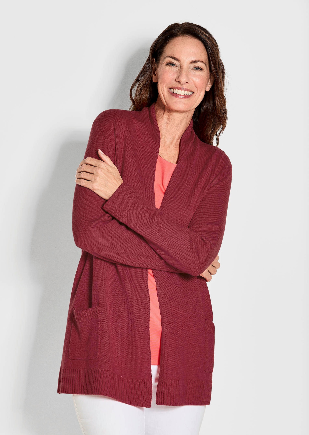 Lange Strickjacke aus Merinowolle